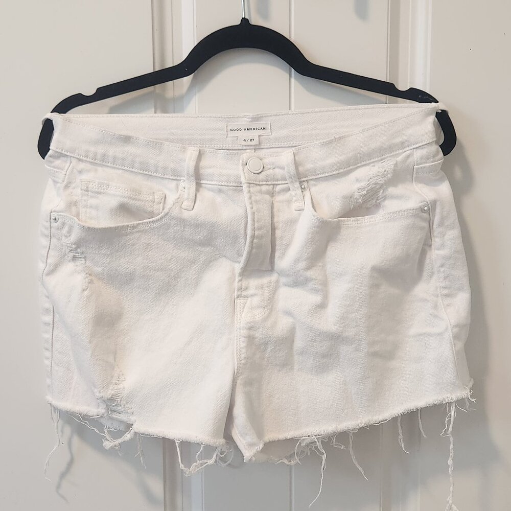 Good American White Jean Shorts